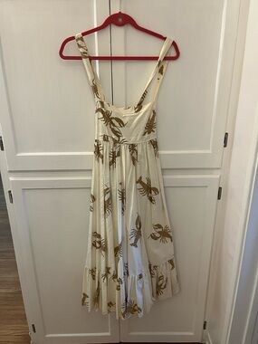 Jcrew Cream Sundress with Gold Lobster Print - Women's Sleeveless Dress